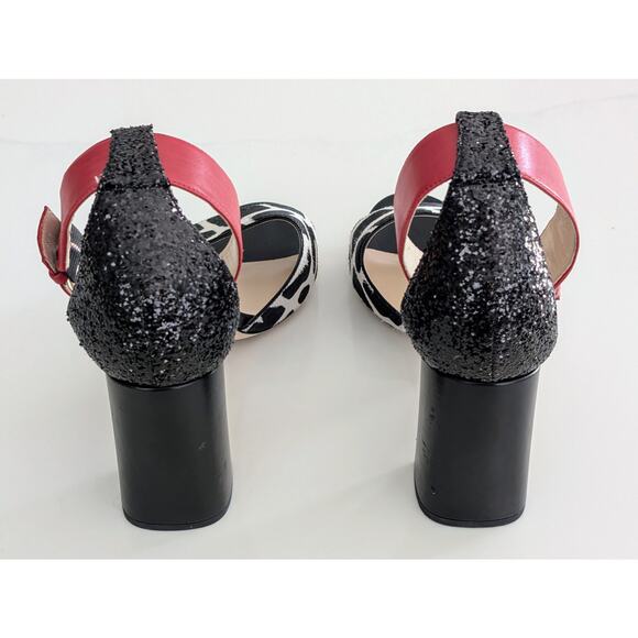 Women's Frances Valentine Block Heel Chunky Heel Animal Print Open Toe Size 10 - Picture 5 of 11